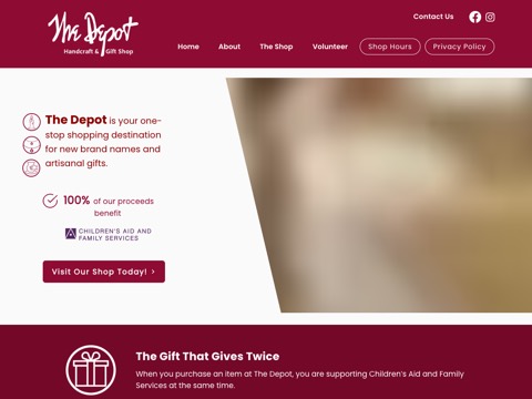 Screenshot of the The Depot Gift Shop website