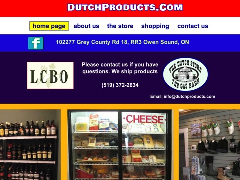 Screenshot of the The Gas Barn/ LCBO homepage at dutchproducts.com, captured 2026-08-19, shown as the evidence for the review on this page