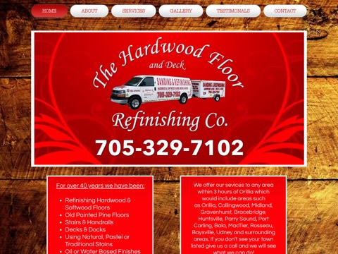 Screenshot of the The Hardwood Floor and Deck Refinishing Co. website