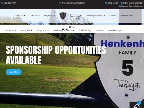 Screenshot of the The Heights Ski & Country Club website