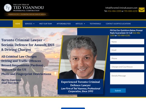 Screenshot of the The Law Firm of Ted Yoannou - Collingwood Criminal Lawyer website