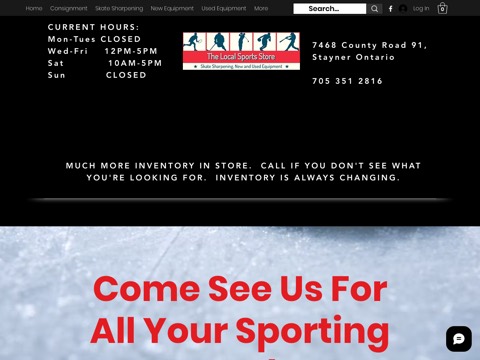 Screenshot of the The Local Sports Store website
