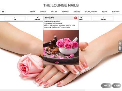 Screenshot of the The Lounge Nails orillia website