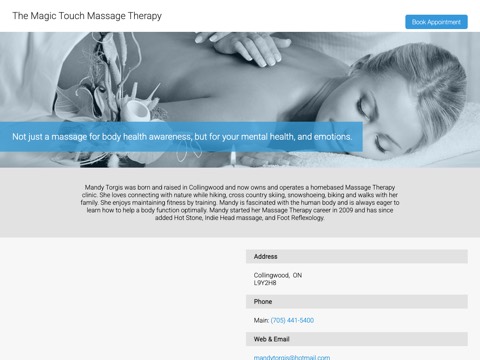 Screenshot of the The Magic Touch Massage Therapy website