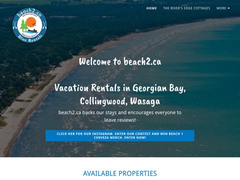 Screenshot of the The River's Edge Cottages, Wasaga Beach, by beach2.ca website