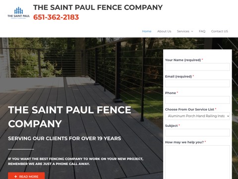 Screenshot of the The Saint Paul Fence Company website