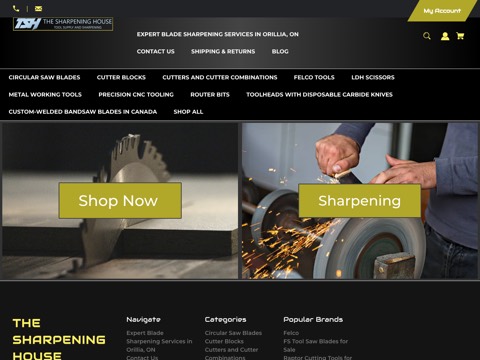 Screenshot of the The Sharpening House homepage at sharpening-house.com, captured 2026-08-19, shown as the evidence for the review on this page