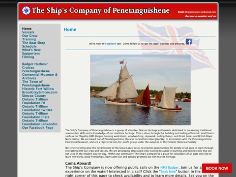 Screenshot of the The Ship's Company of Penetanguishene homepage at www.shipscompany.ca, captured 2026-08-19, shown as the evidence for the review on this page