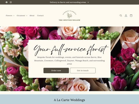 Screenshot of the The Spotted Willow Florist | Stayner ON website