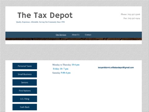Screenshot of the The Tax Depot website