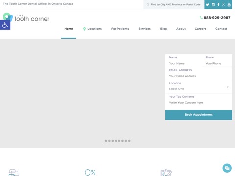 Screenshot of the The Tooth Corner in Owen Sound website