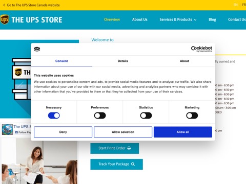 Screenshot of the The UPS Store website