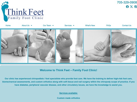 Screenshot of the Think Feet Family Foot Clinic website