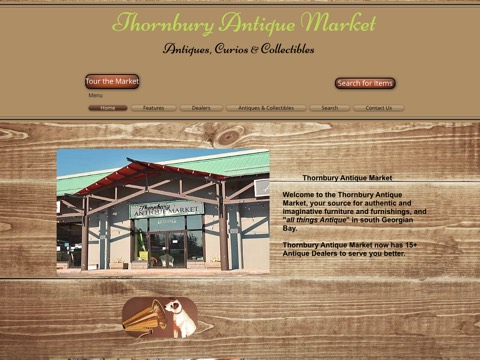 Screenshot of the Thornbury Antique Market website