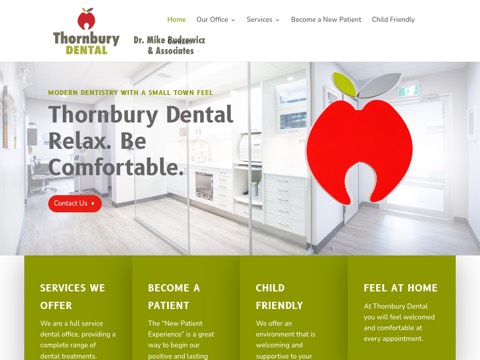 Screenshot of the Thornbury Dental website