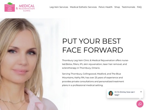 Screenshot of the Thornbury Leg Vein & Medical Rejuvenation Clinic website