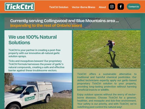 Screenshot of the TickCtrl Inc. homepage, www.tickctrl.com, captured 2026-08-19, shown as the evidence for this review