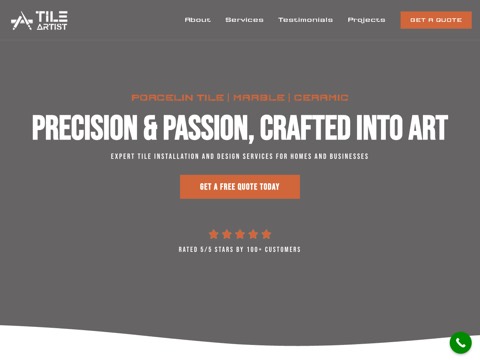 Screenshot of the Tile Artist - General Contracting website