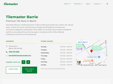 Screenshot of the Tilemaster website
