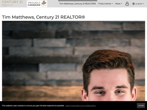 Screenshot of the Tim Matthews, Broker website
