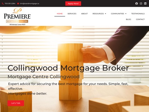 Screenshot of the Tim Ward, Mortgage Broker - Premiere Mortgage Centre website