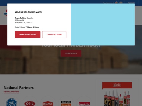 Screenshot of the TIMBER Mart Stayner website