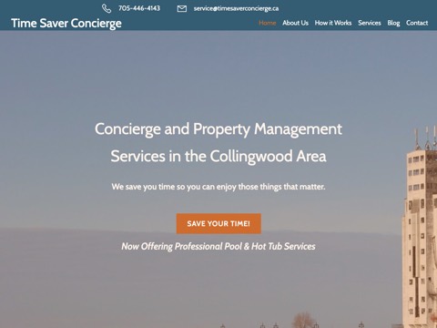 Screenshot of the TimeSaver Concierge website