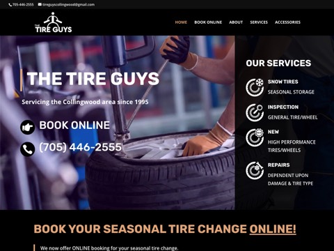 Screenshot of the Tire Guys Of Collingwood website