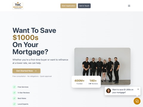 Screenshot of the TMC Greater Simcoe - The Mortgage Coach website