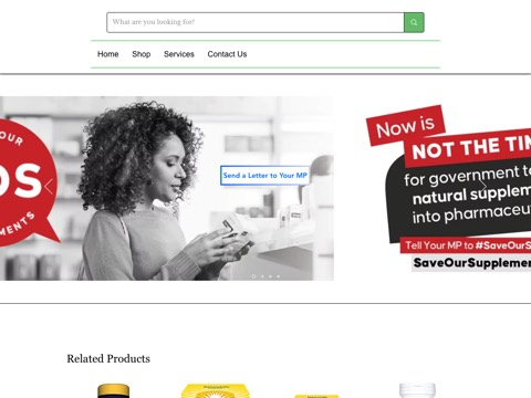 Screenshot of the Today's Natural Solutions Health Store homepage, www.todaysnaturalsolutions.net, captured 2026-08-19, shown as the evidence for this review