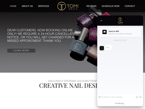 Screenshot of the TOMI NAILS website