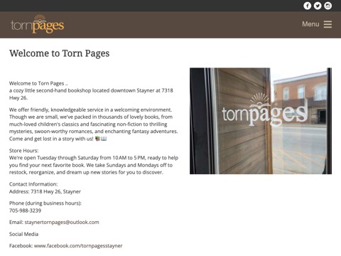 Screenshot of the TORN PAGES website