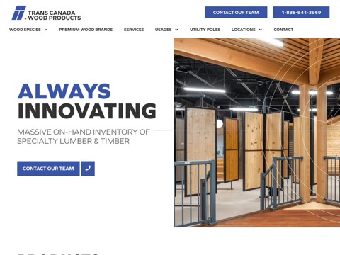Screenshot of the Trans Canada Wood Products homepage at transcanadagroup.on.ca, captured 2026-08-19, shown as the evidence for the review on this page
