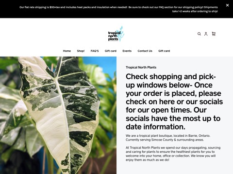 Screenshot of the Tropical North Plants website