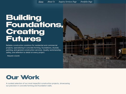 Screenshot of the TTA CONSTRUCTION GROUP INC. homepage, www.ttaconstructiongroup.ca, captured 2026-08-19, shown as the evidence for this review