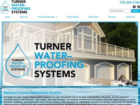 Screenshot of the Turner Waterproofing Systems homepage, turnerwaterproofingsystems.com, captured 2026-08-13, shown as the evidence for this review