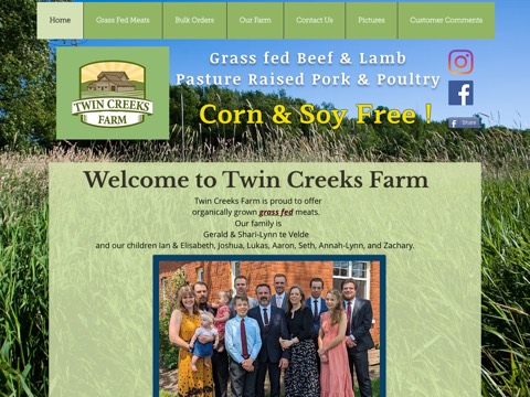 Screenshot of the Twin Creeks Farm homepage, www.twincreeksfarm.ca, captured 2026-08-13, shown as the evidence for this review