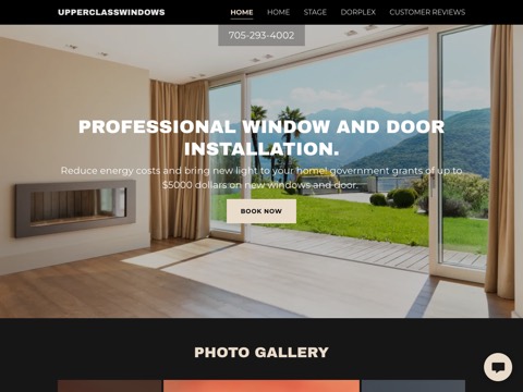 Screenshot of the Upper class windows and doors website