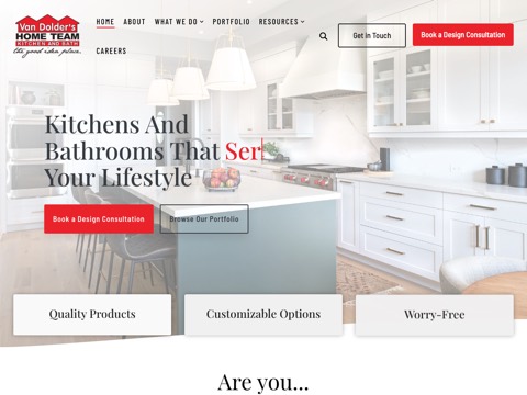 Screenshot of the Van Dolder's Kitchen and Bath – The Home Team website