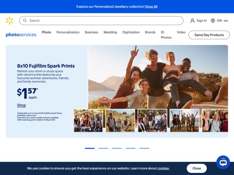Screenshot of the Walmart Photo Centre website