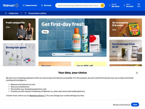 Screenshot of the Walmart Vision Centre website