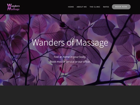 Screenshot of the Wanders of Massage homepage, wandersofmassage.ca, captured 2026-08-19, shown as the evidence for this review