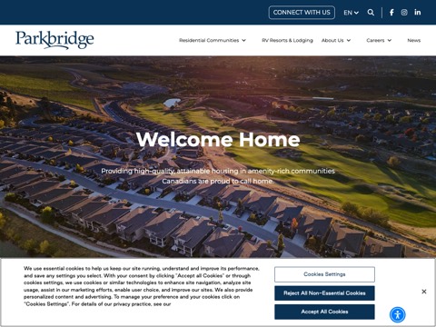 Screenshot of the Wasaga CountryLife | A Parkbridge Cottage & RV Resort website