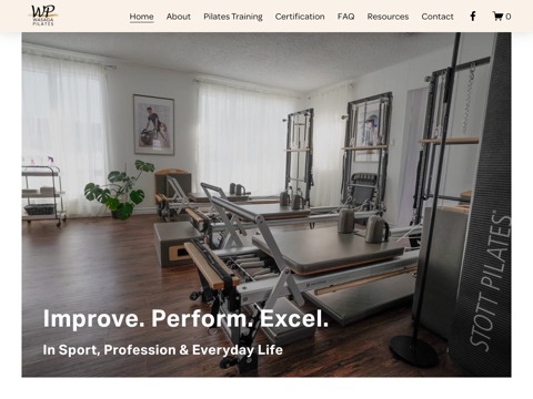 Screenshot of the Wasaga Pilates website