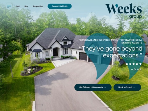 Screenshot of the Weeks Group | Barrie Real Estate Agents in Simcoe County website