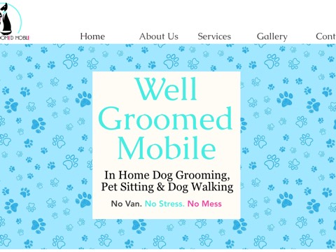 Screenshot of the Well Groomed Mobile website