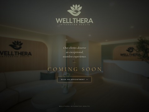 Screenshot of the Wellthera Integrated Health homepage, www.wellthera.ca, captured 2026-08-19, shown as the evidence for this review
