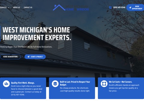 Screenshot of the West Michigan Home & Window website