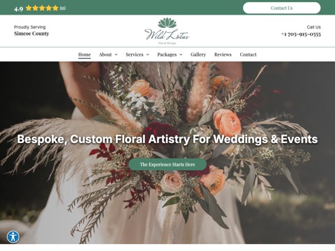 Screenshot of the Wild Lotus Floral Design website