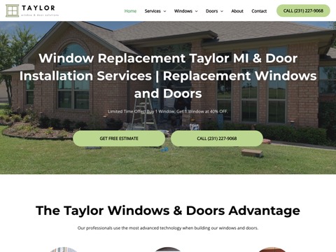 Screenshot of the Window & Door Solutions of Taylor website